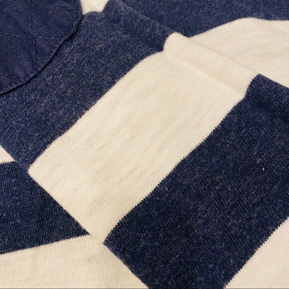 H&M Navy Blue & White Striped Nautical Sweatshirt Elbow Patches Crest Sz S - Picture 7 of 15